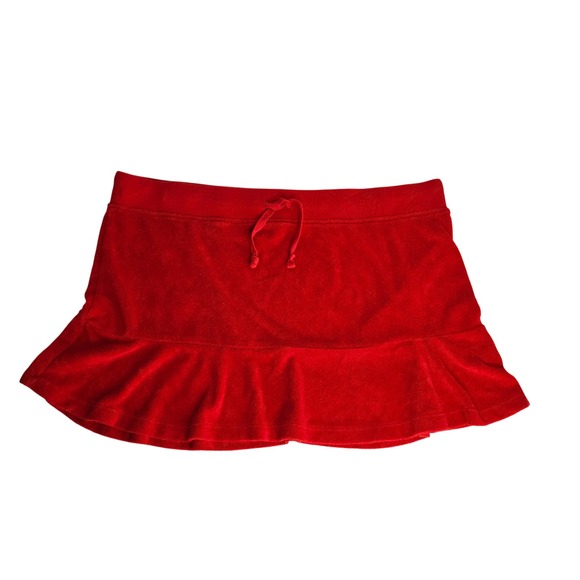 Joe Boxer Red Terrycloth Mini Skirt XL Ruffle Hem Drawstring Y2K Style Soft Girl - Picture 7 of 7